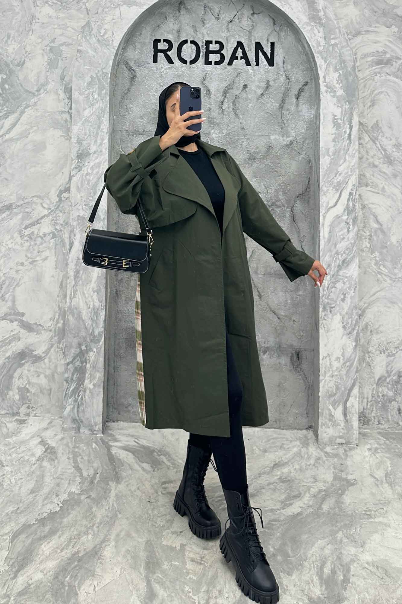 بارانی پشت چهارخانه کتان زارا