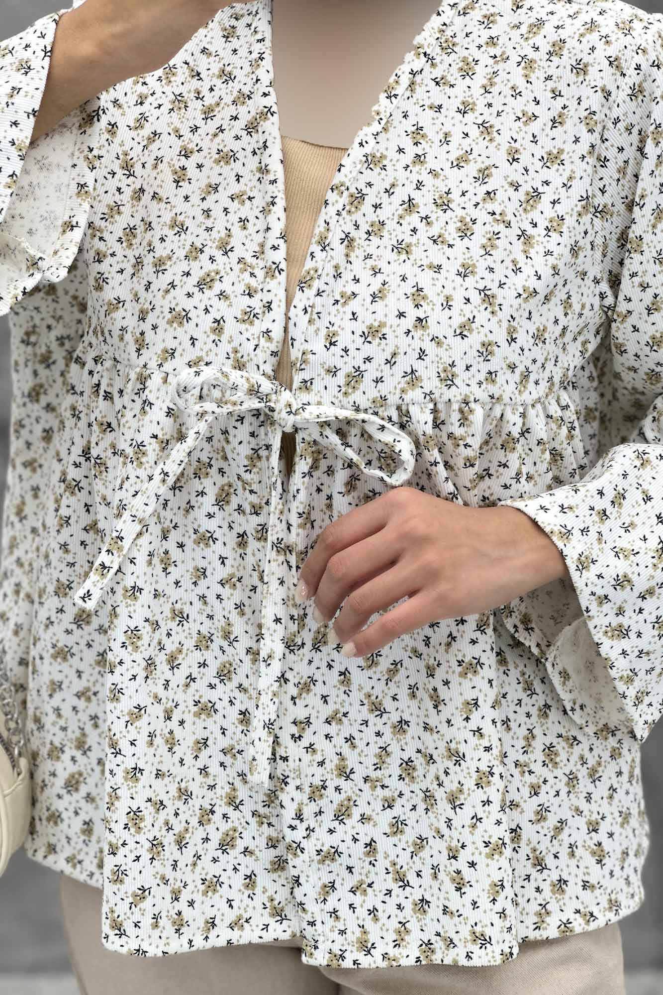 مانتو بنددار گل گچی مخمل