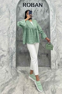 مانتو بنددار گل گچی مخمل