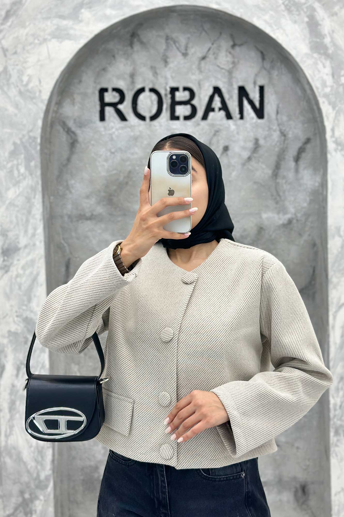 کت فوتر کجراه دکمه پارچه ای