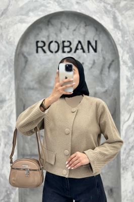 کت فوتر کجراه دکمه پارچه ای