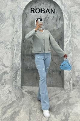 کت فوتر کجراه دکمه پارچه ای