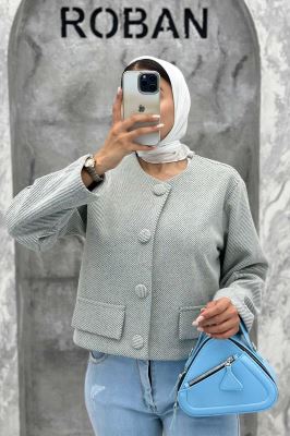 کت فوتر کجراه دکمه پارچه ای