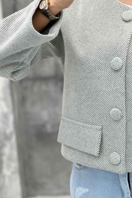 کت فوتر کجراه دکمه پارچه ای