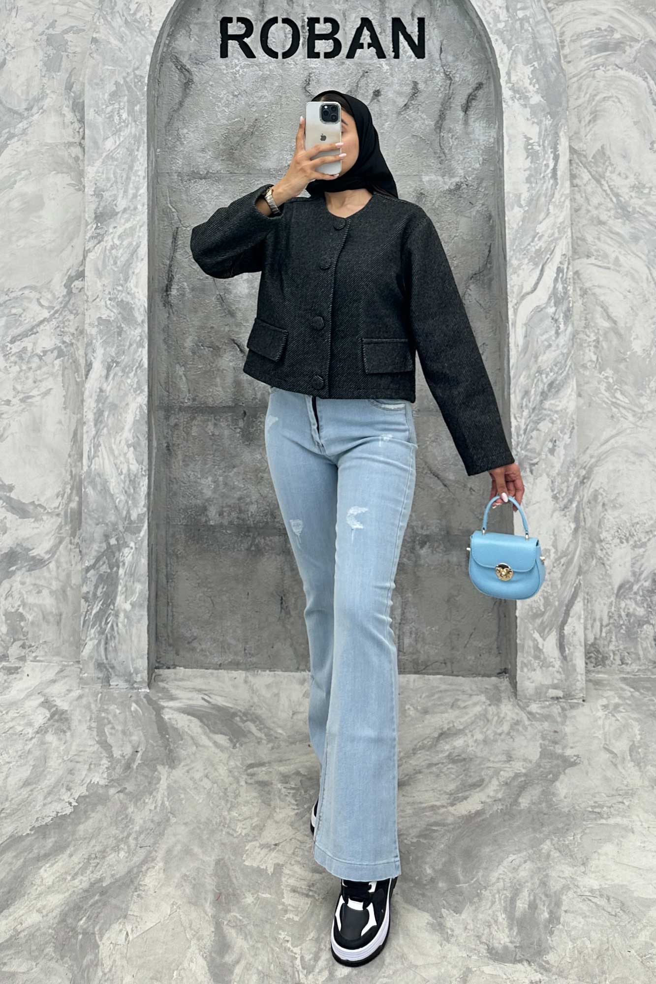 کت فوتر کجراه دکمه پارچه ای