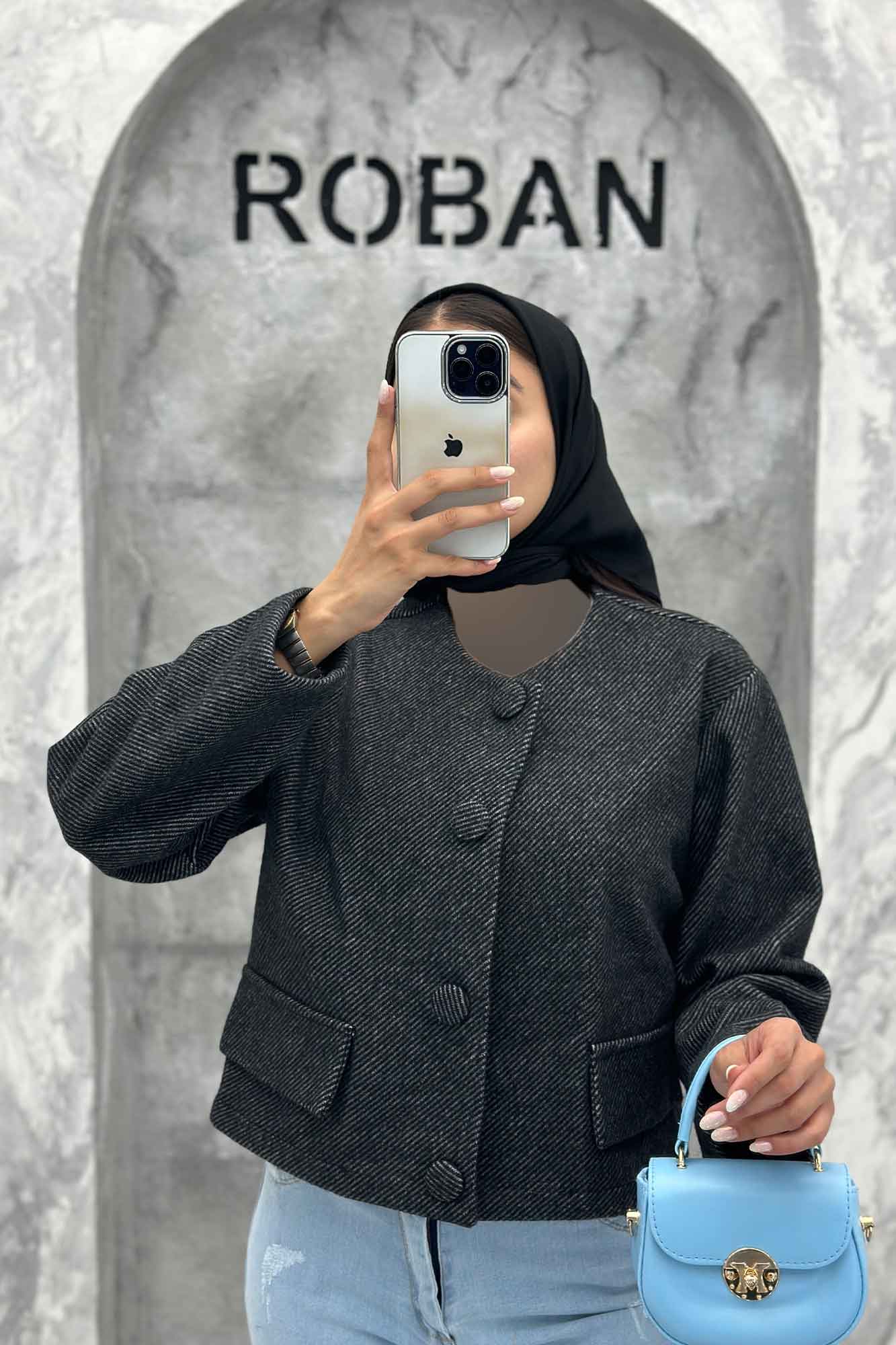 کت فوتر کجراه دکمه پارچه ای