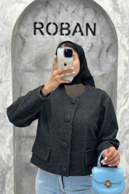 کت فوتر کجراه دکمه پارچه ای