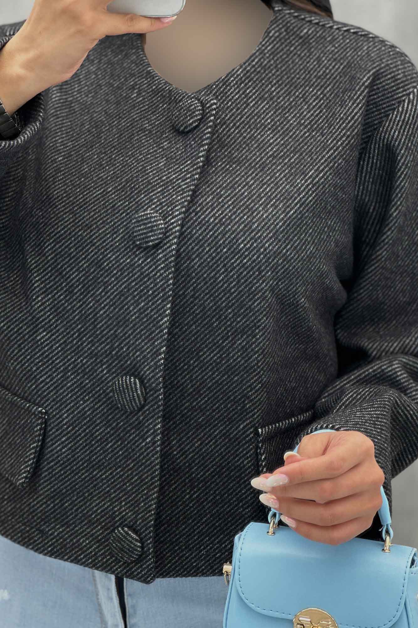 کت فوتر کجراه دکمه پارچه ای