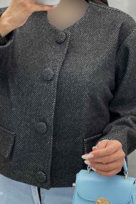 کت فوتر کجراه دکمه پارچه ای