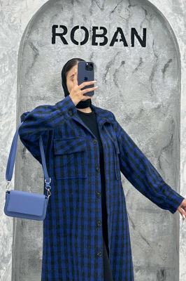 پالتو فوتر چهارخانه بغل چاک دو جیب پاکتی