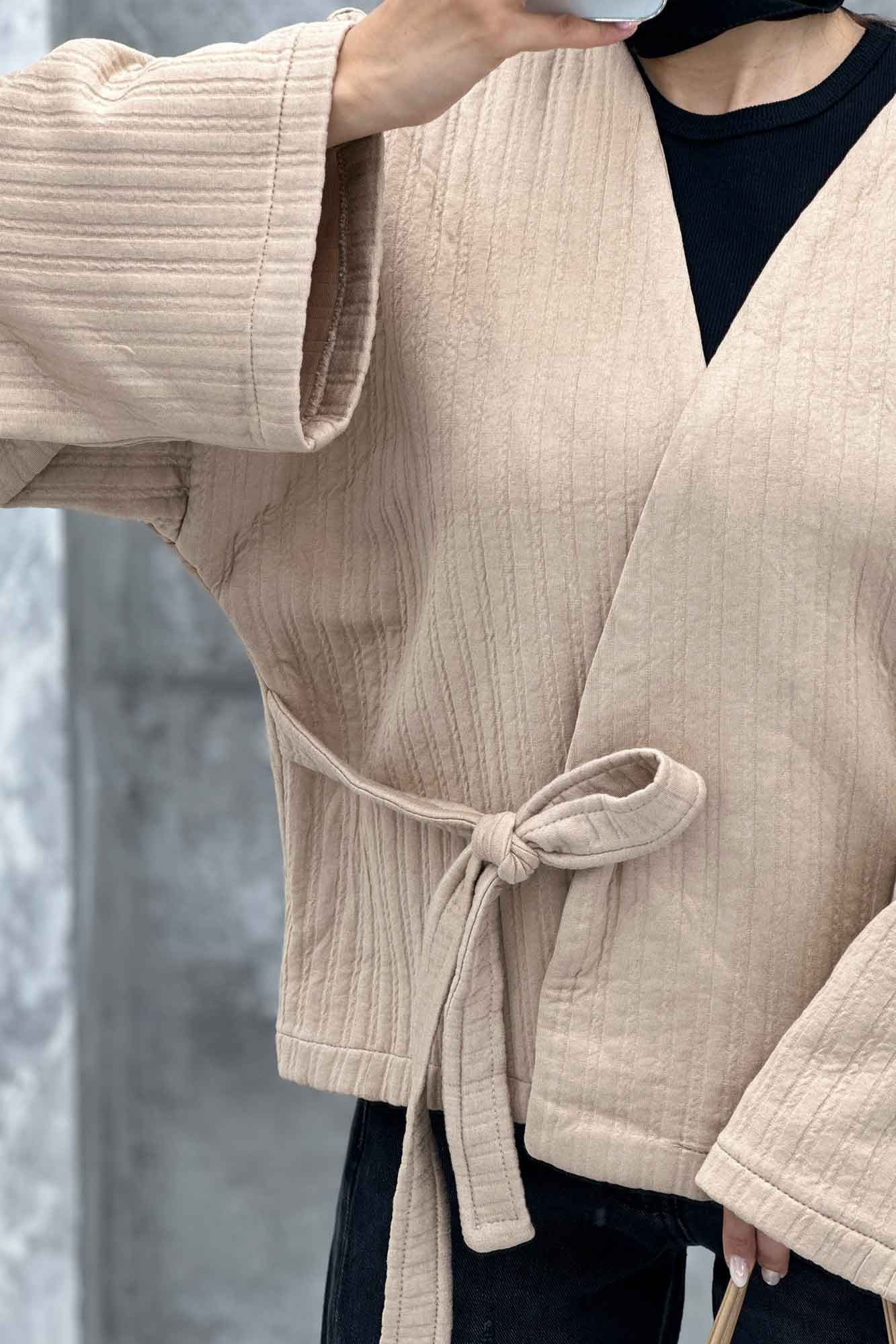 کت فیتیله بنددار کویین