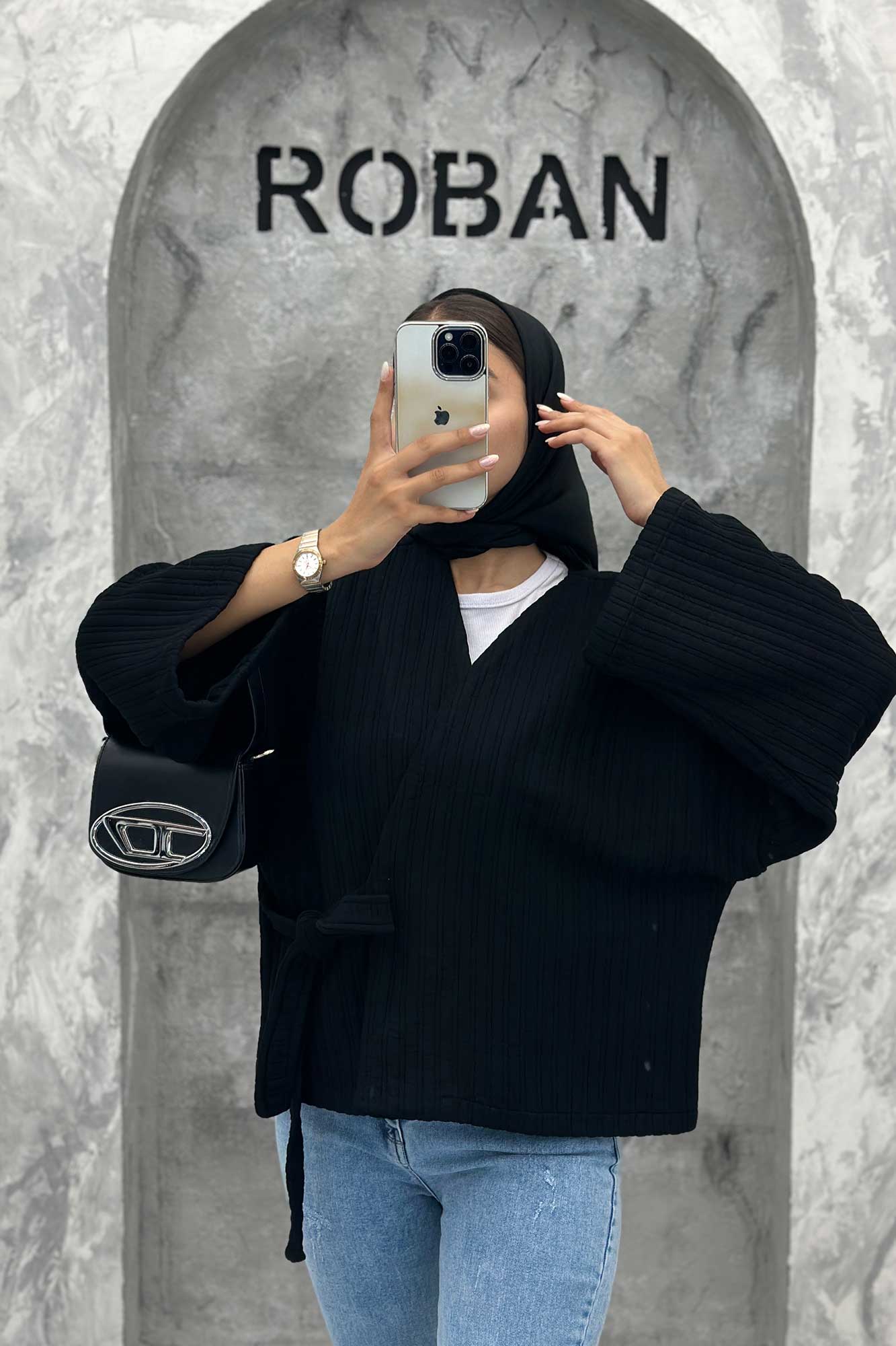 کت فیتیله بنددار کویین