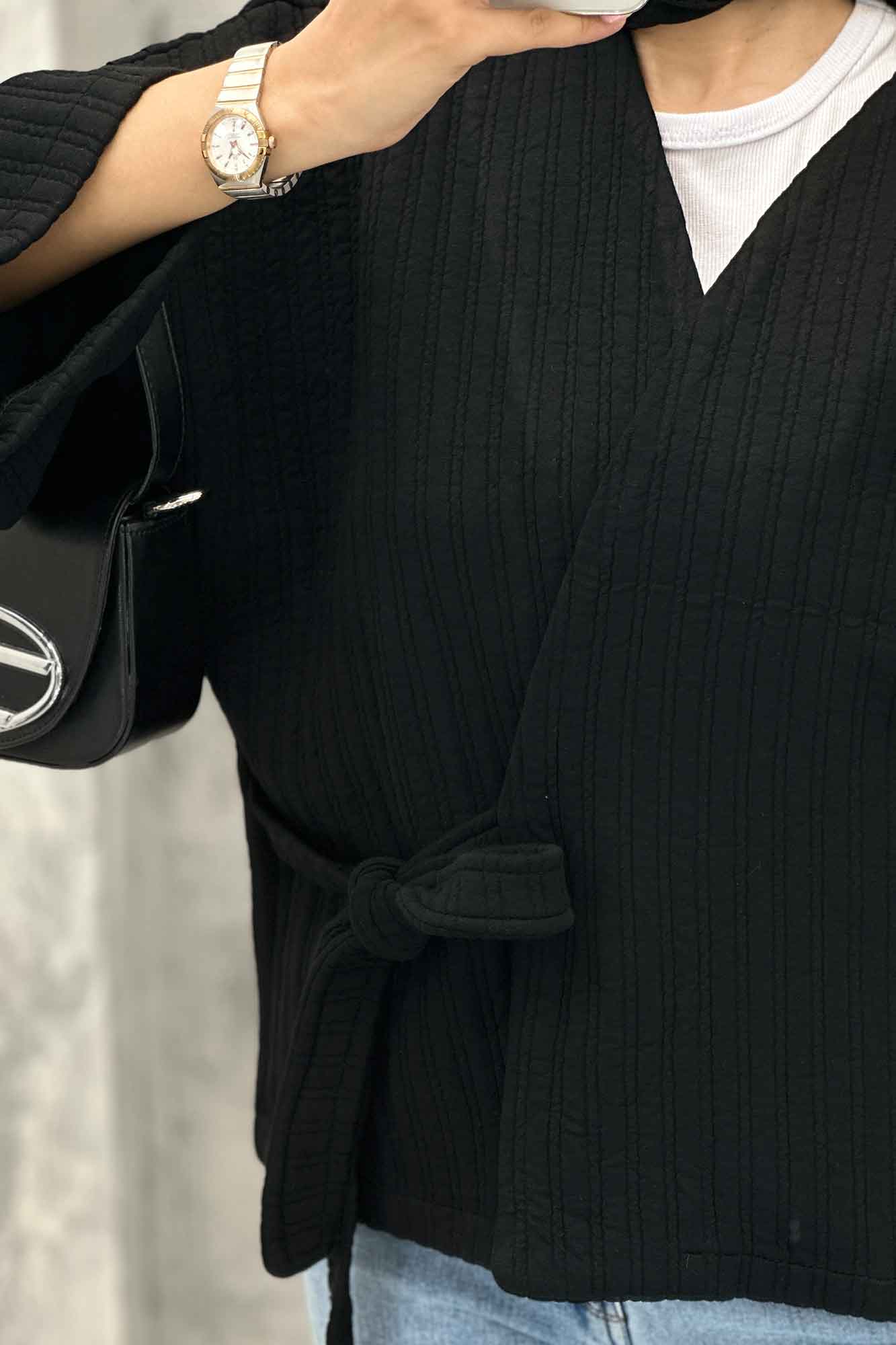 کت فیتیله بنددار کویین