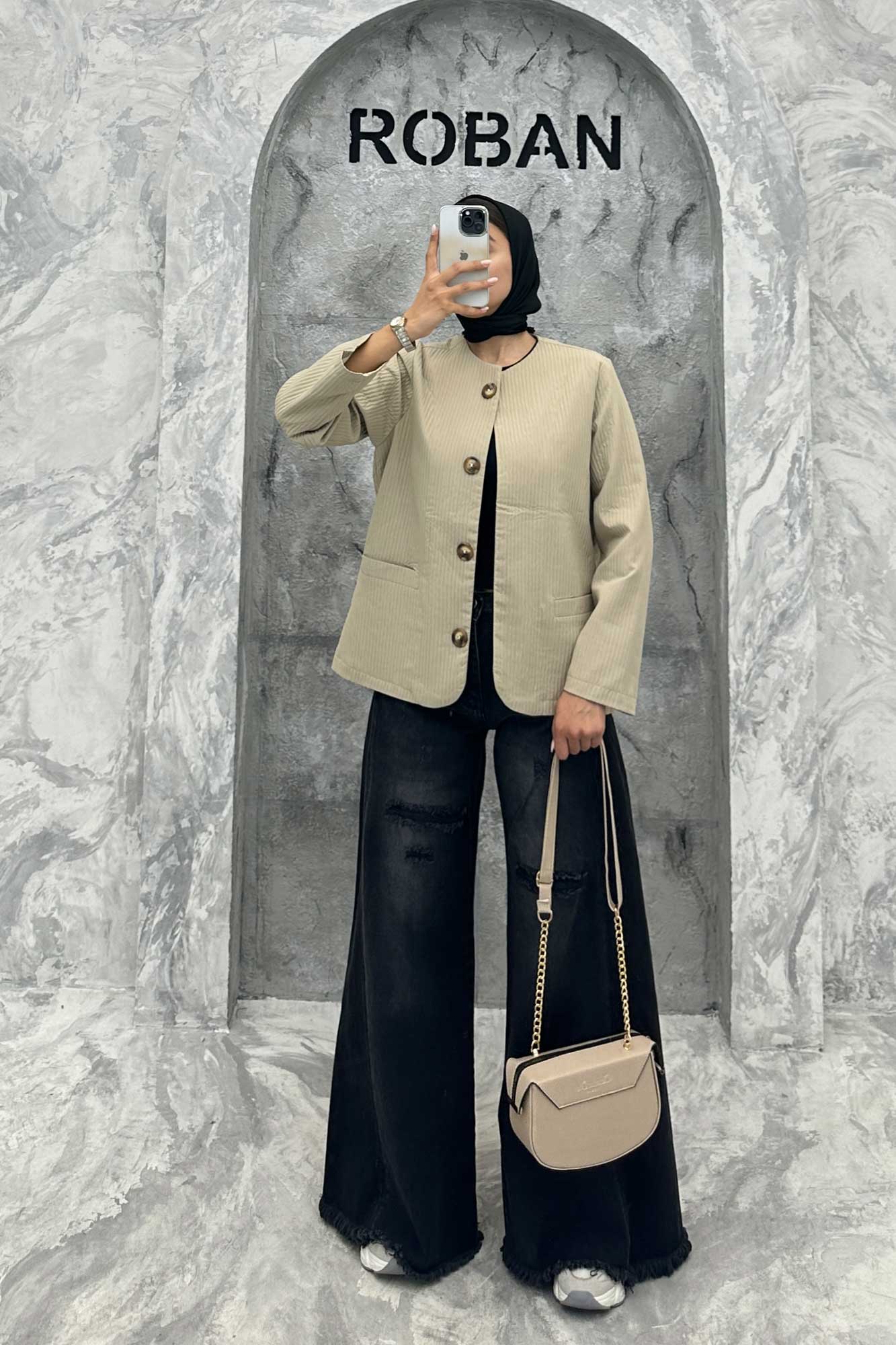 کت یقه گرد پیلیسه آستر دار