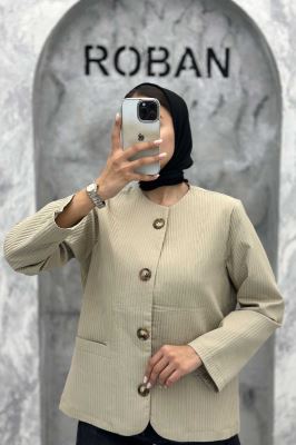 کت یقه گرد پیلیسه آستر دار