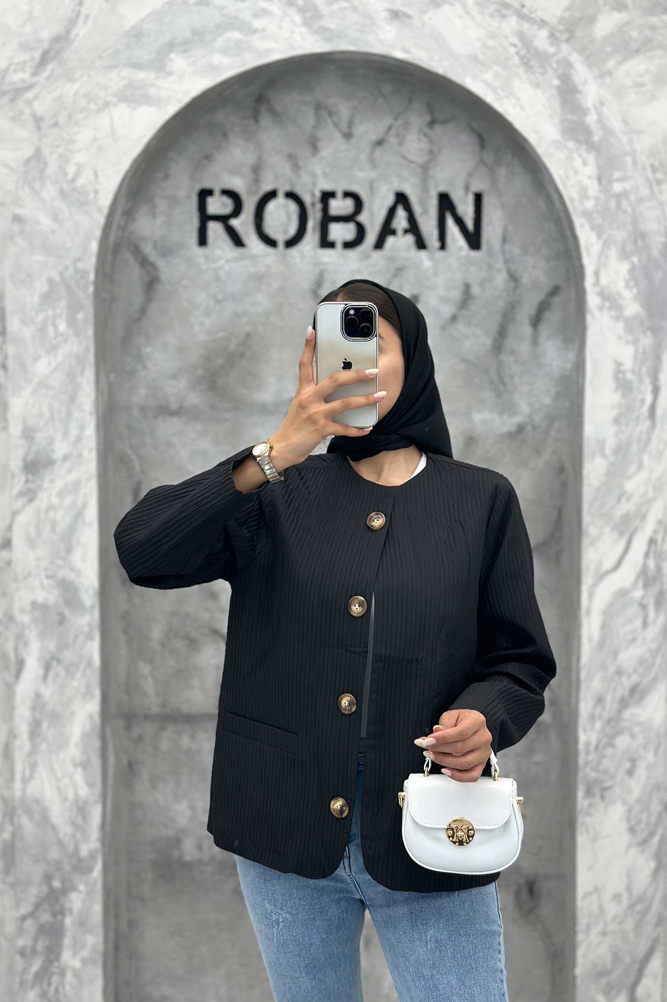 کت یقه گرد پیلیسه آستر دار