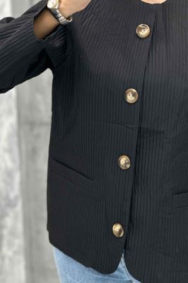 کت یقه گرد پیلیسه آستر دار