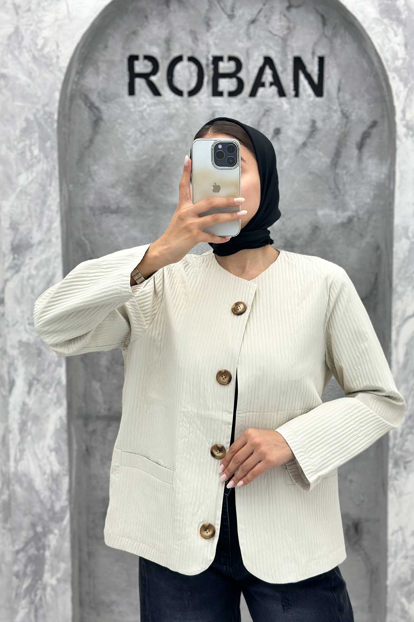 کت یقه گرد پیلیسه آستر دار