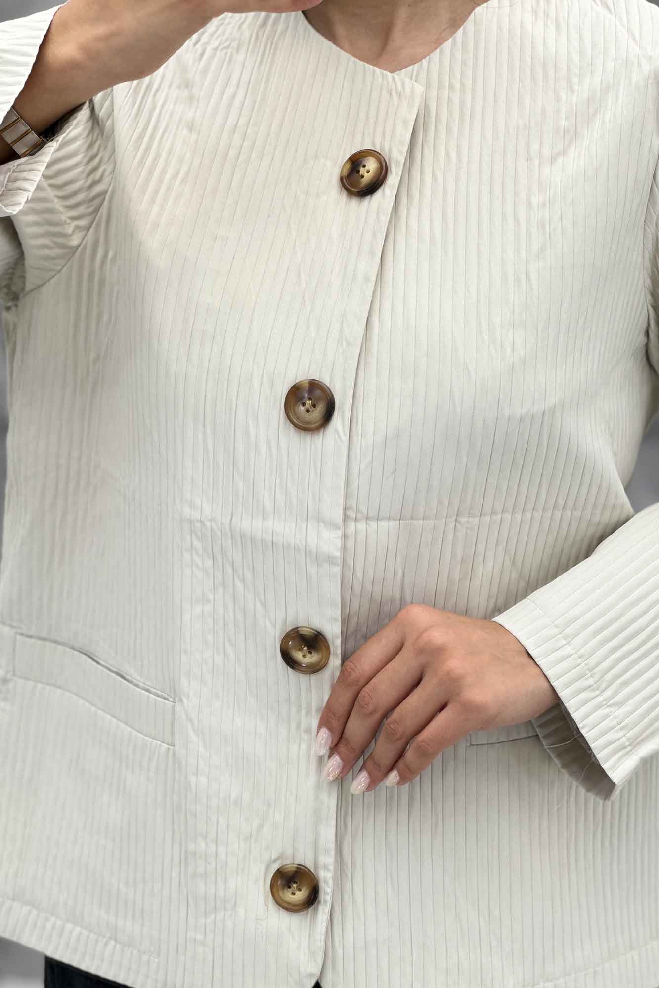 کت یقه گرد پیلیسه آستر دار