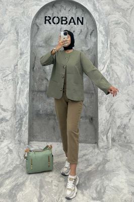 کت یقه گرد پیلیسه آستر دار 