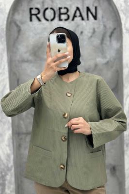 کت یقه گرد پیلیسه آستر دار 