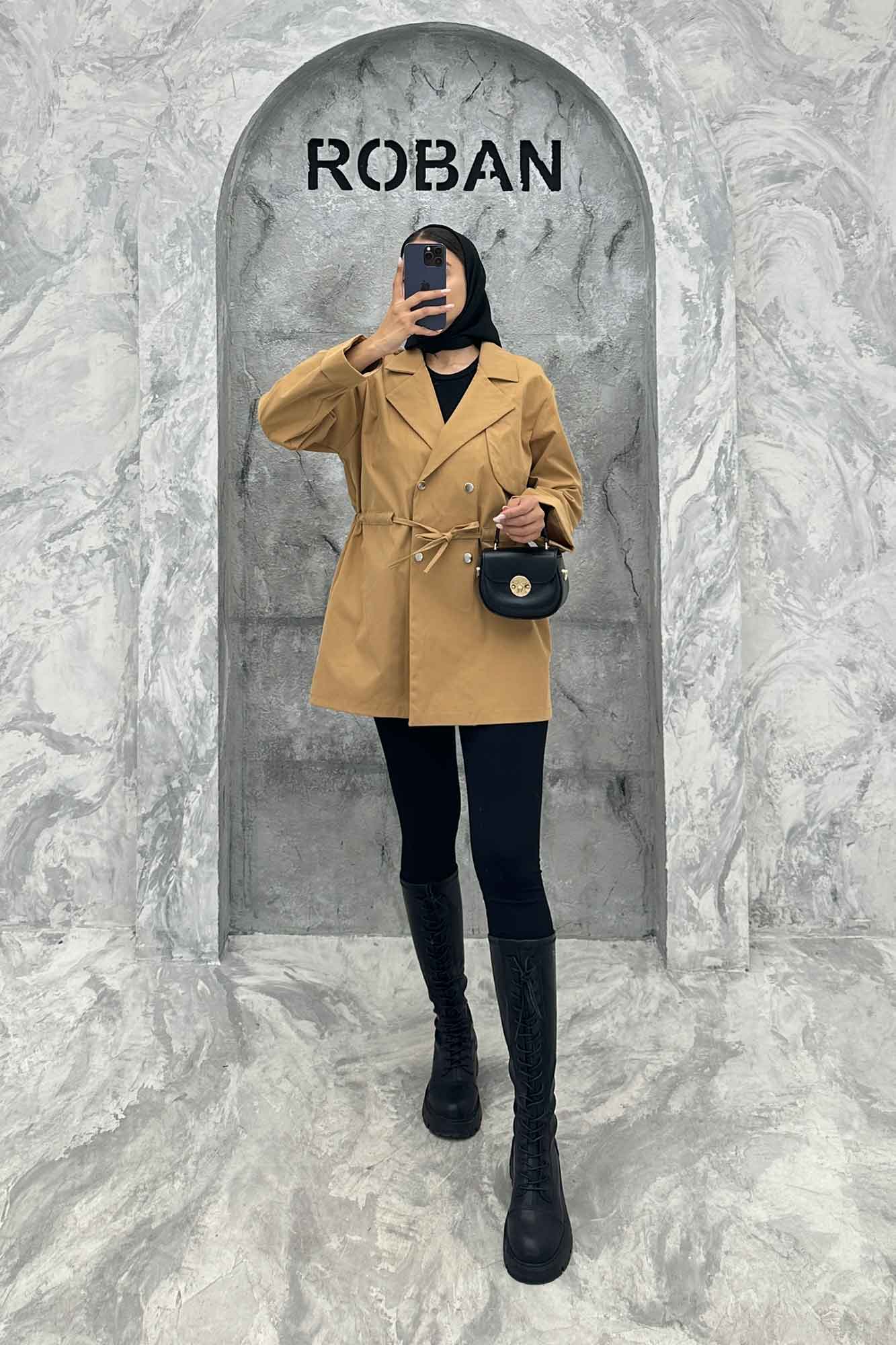 ترنچ کت کمرگت دار کتان زارا