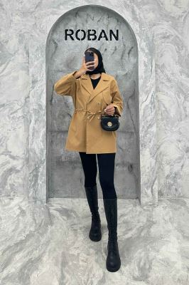 ترنچ کت کمرگت دار کتان زارا