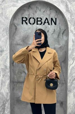 ترنچ کت کمرگت دار کتان زارا