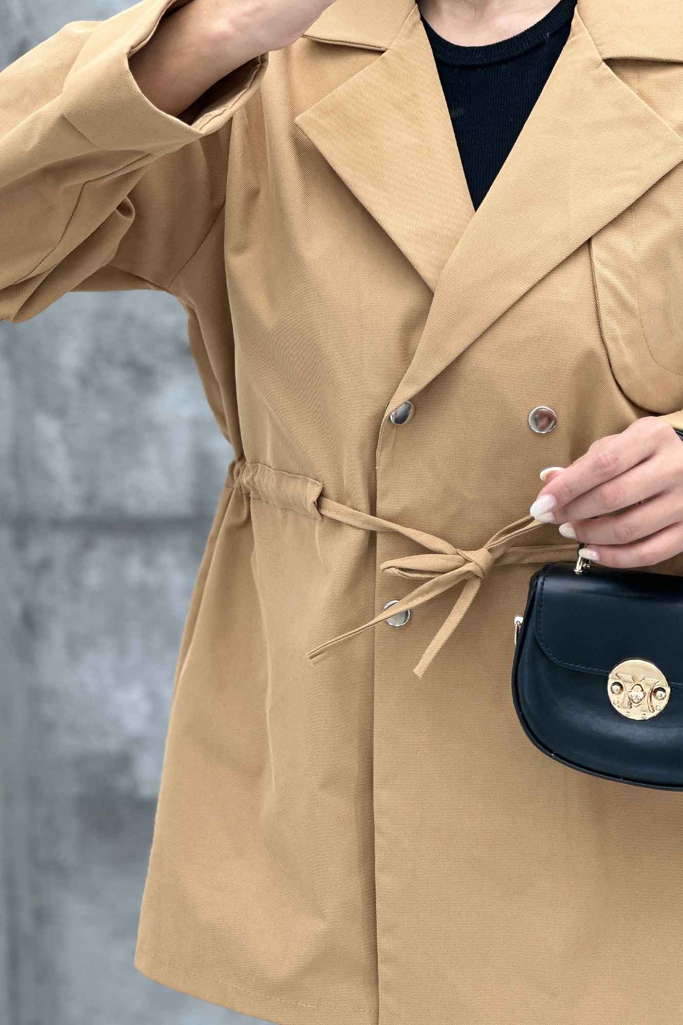 ترنچ کت کمرگت دار کتان زارا