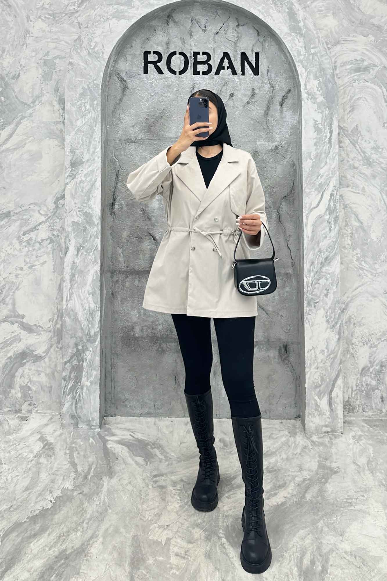 ترنچ کت کمرگت دار کتان زارا