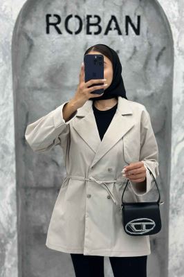 ترنچ کت کمرگت دار کتان زارا