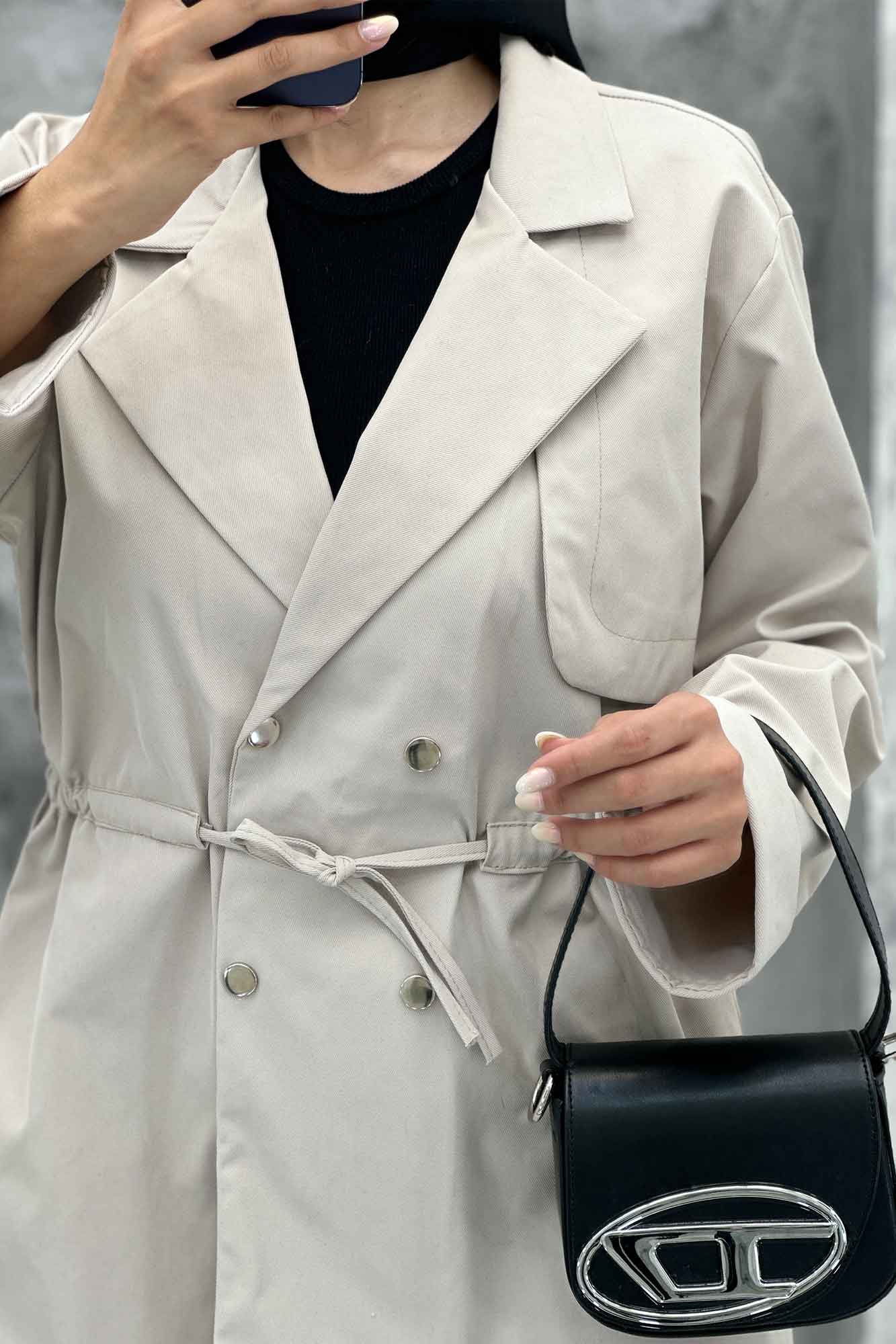 ترنچ کت کمرگت دار کتان زارا