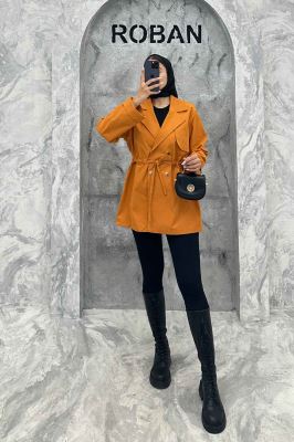 ترنچ کت کمرگت دار کتان زارا