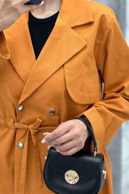 ترنچ کت کمرگت دار کتان زارا