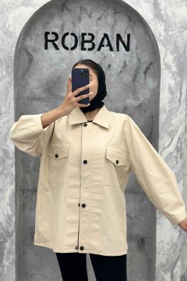 مانتو پاییزه دو جیب پاکتی دکمه زاماک