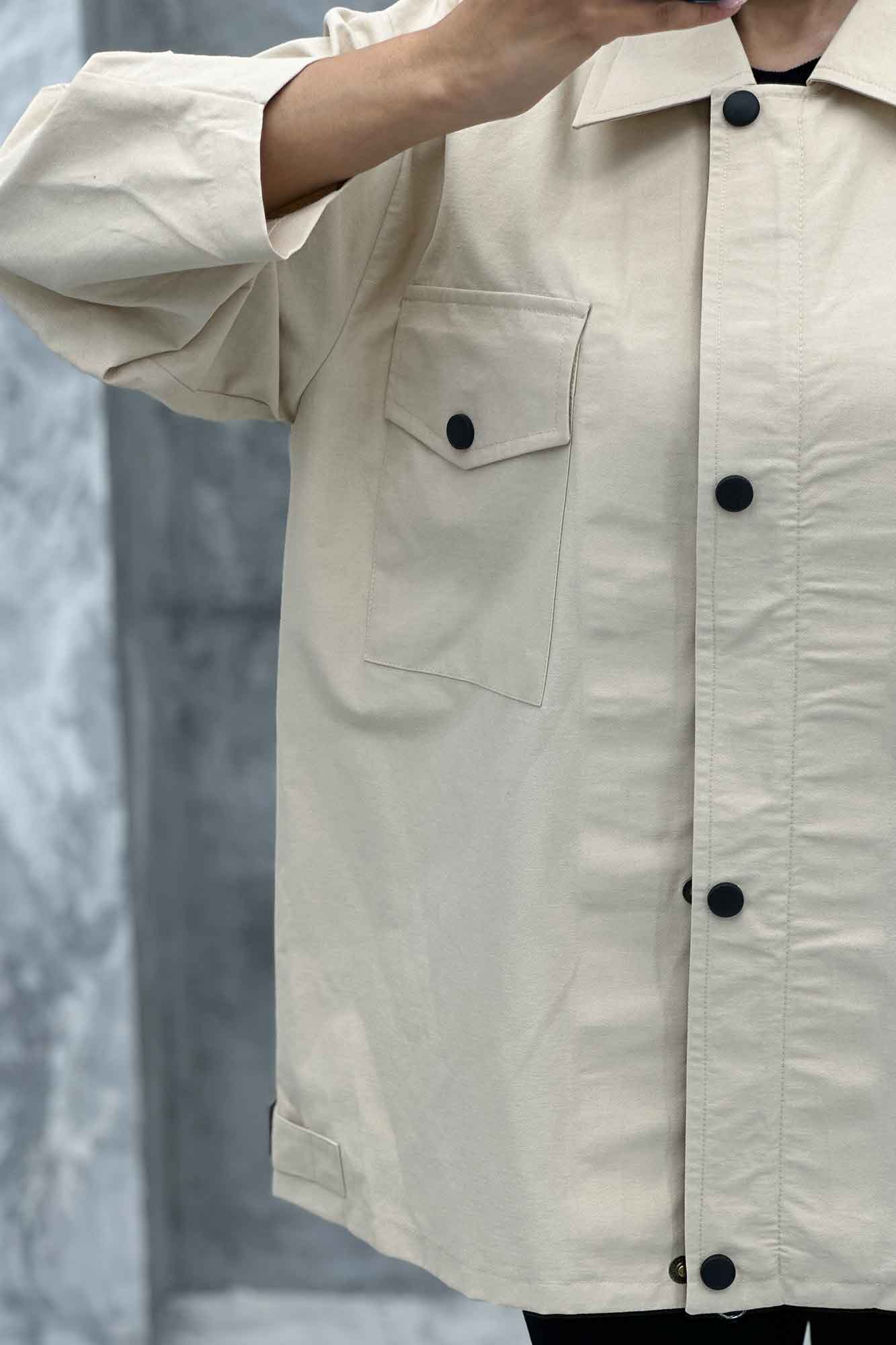 مانتو پاییزه دو جیب پاکتی دکمه زاماک