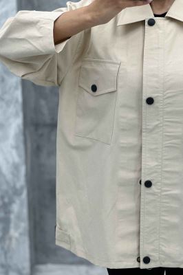 مانتو پاییزه دو جیب پاکتی دکمه زاماک