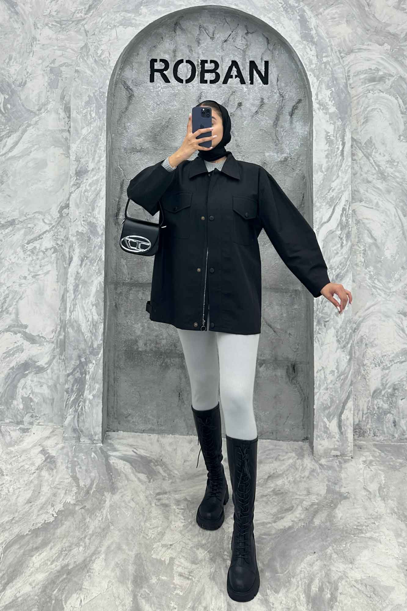 مانتو پاییزه دو جیب پاکتی دکمه زاماک