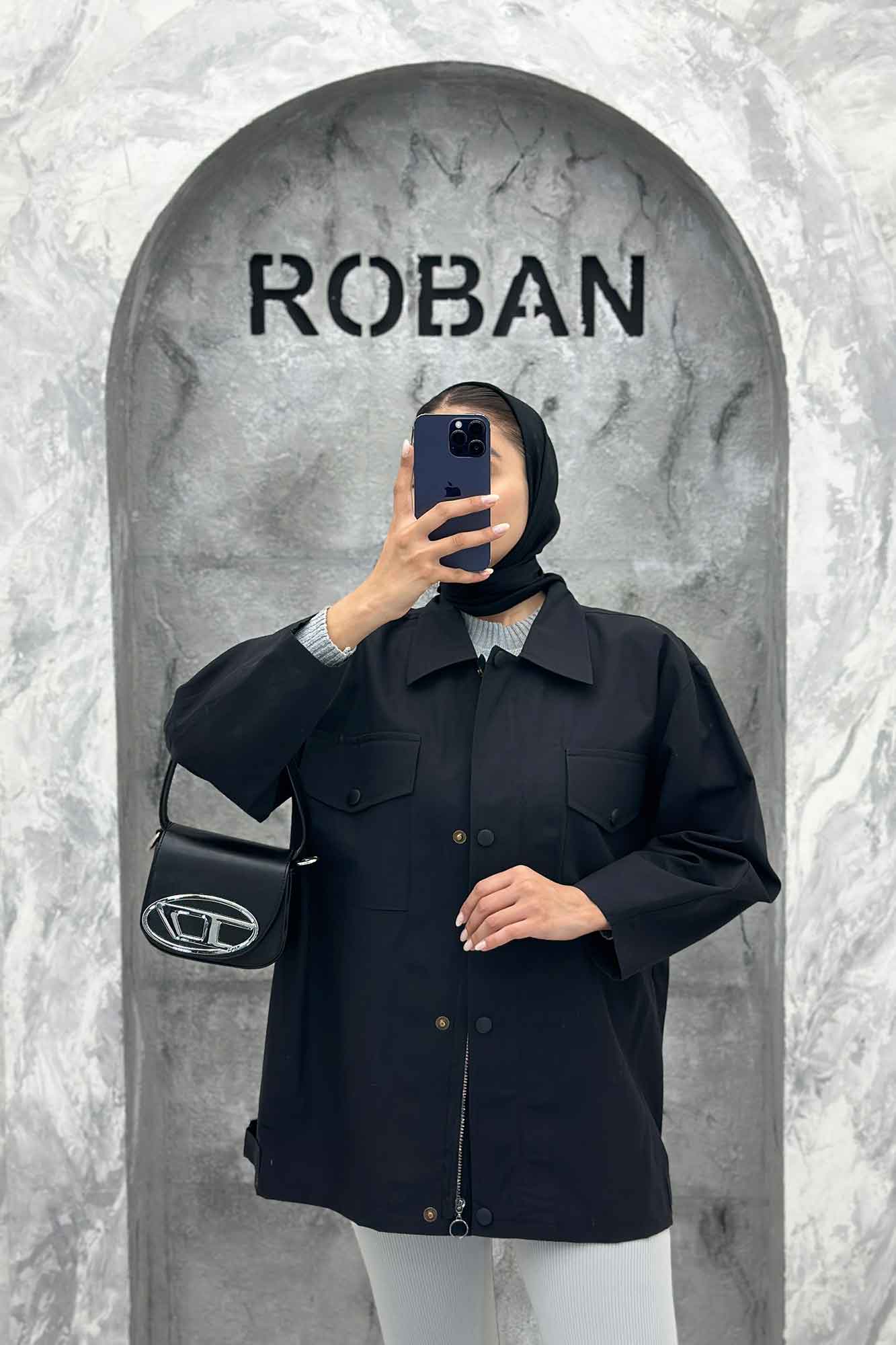 مانتو پاییزه دو جیب پاکتی دکمه زاماک