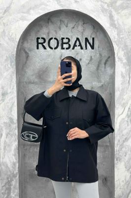 مانتو پاییزه دو جیب پاکتی دکمه زاماک