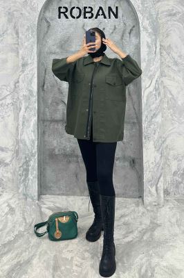 مانتو پاییزه دو جیب پاکتی دکمه زاماک