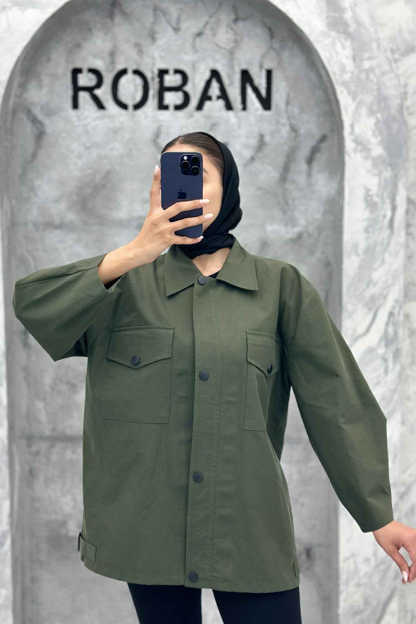 مانتو پاییزه دو جیب پاکتی دکمه زاماک