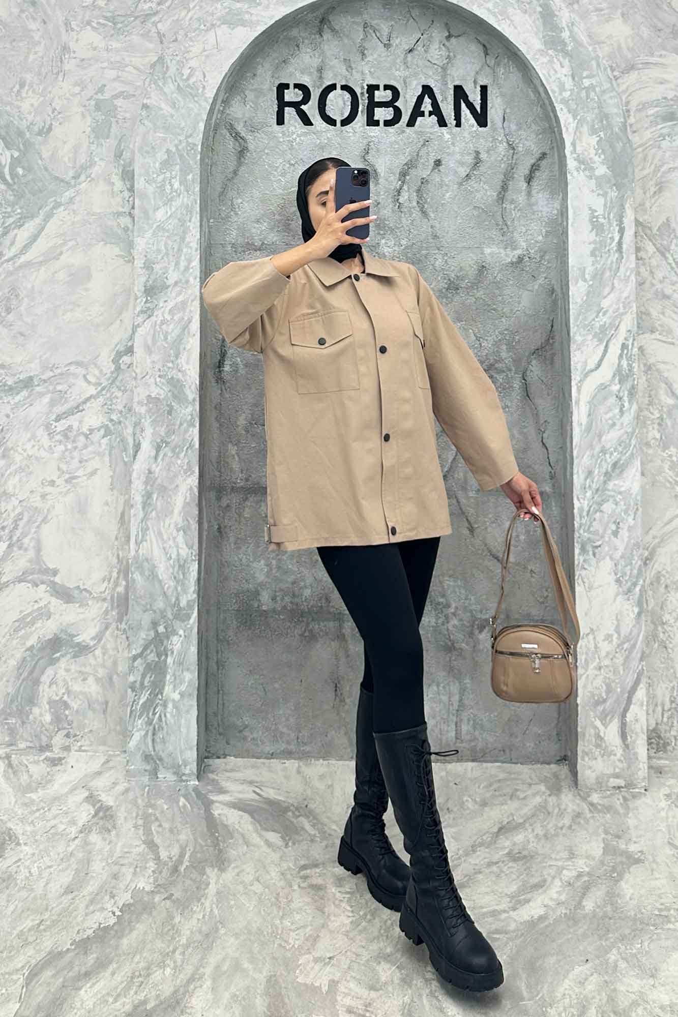 مانتو پاییزه دو جیب پاکتی دکمه زاماک