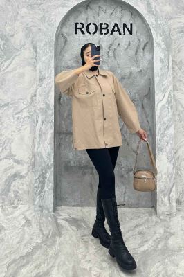 مانتو پاییزه دو جیب پاکتی دکمه زاماک