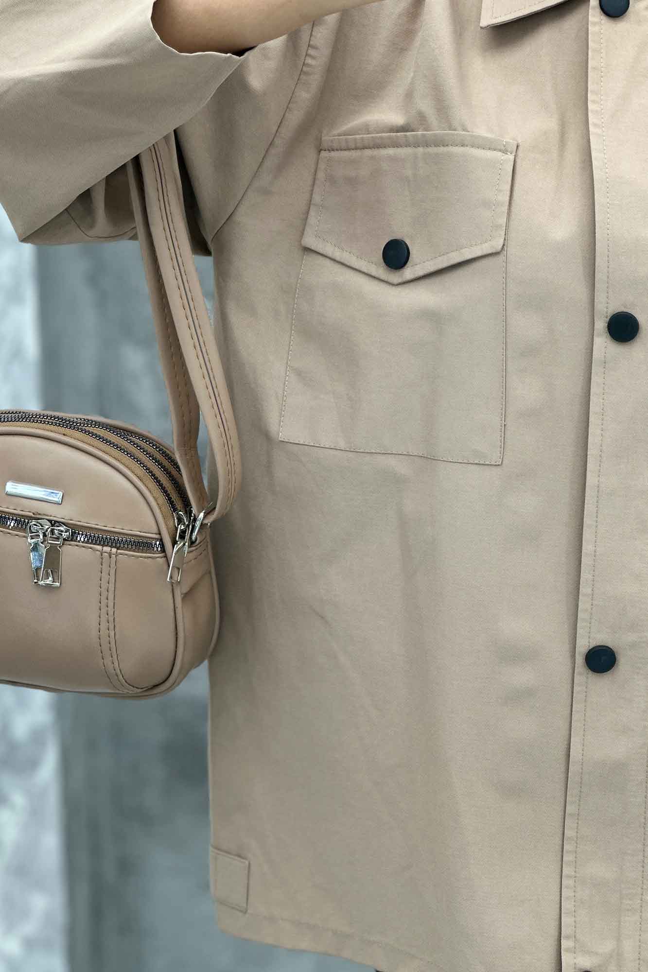 مانتو پاییزه دو جیب پاکتی دکمه زاماک