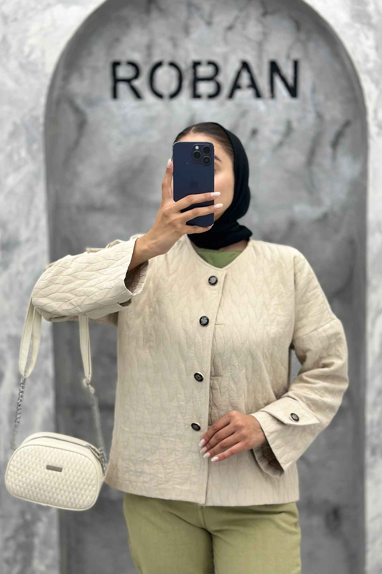 کت فریال برگی یقه گرد