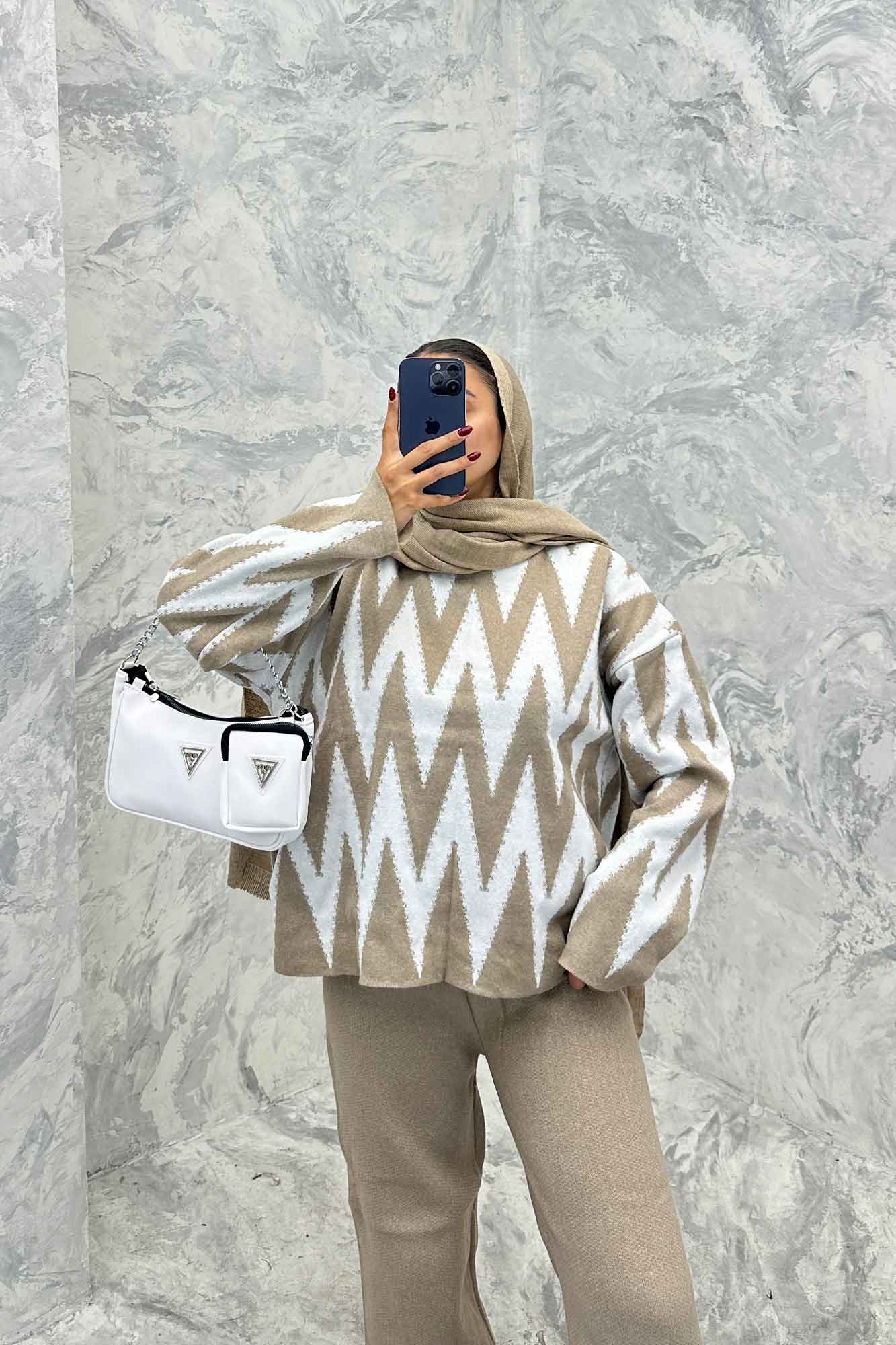 ست دورس و شلوار بافت طرح دار