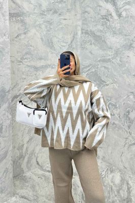 ست دورس و شلوار بافت طرح دار