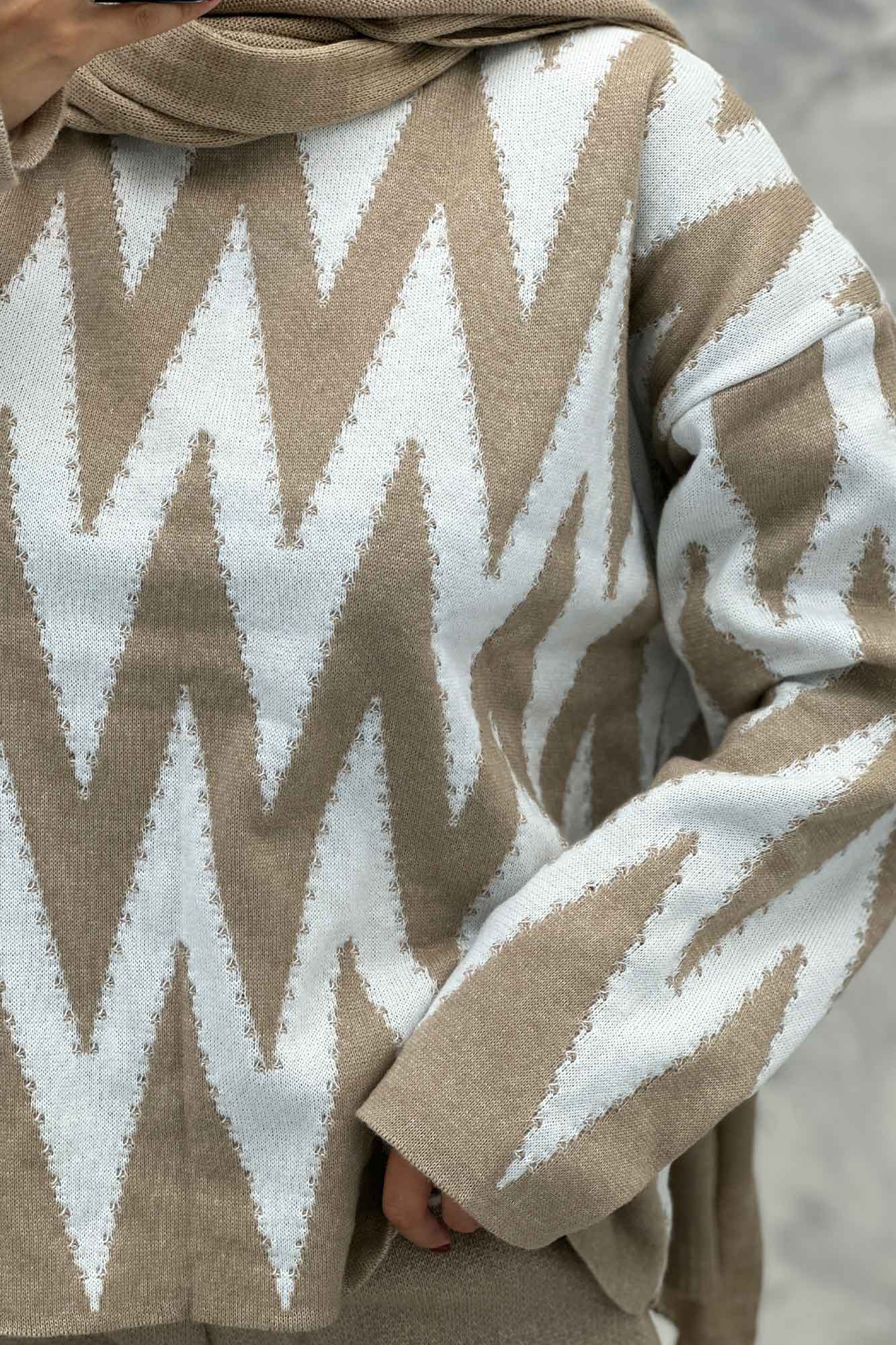 ست دورس و شلوار بافت طرح دار