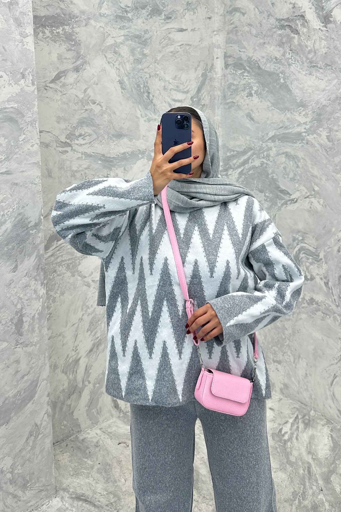 ست دورس و شلوار بافت طرح دار